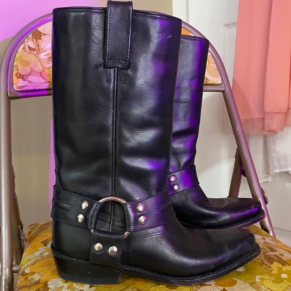 Vintage leather harness motorcycle boots - Picture 1 of 4